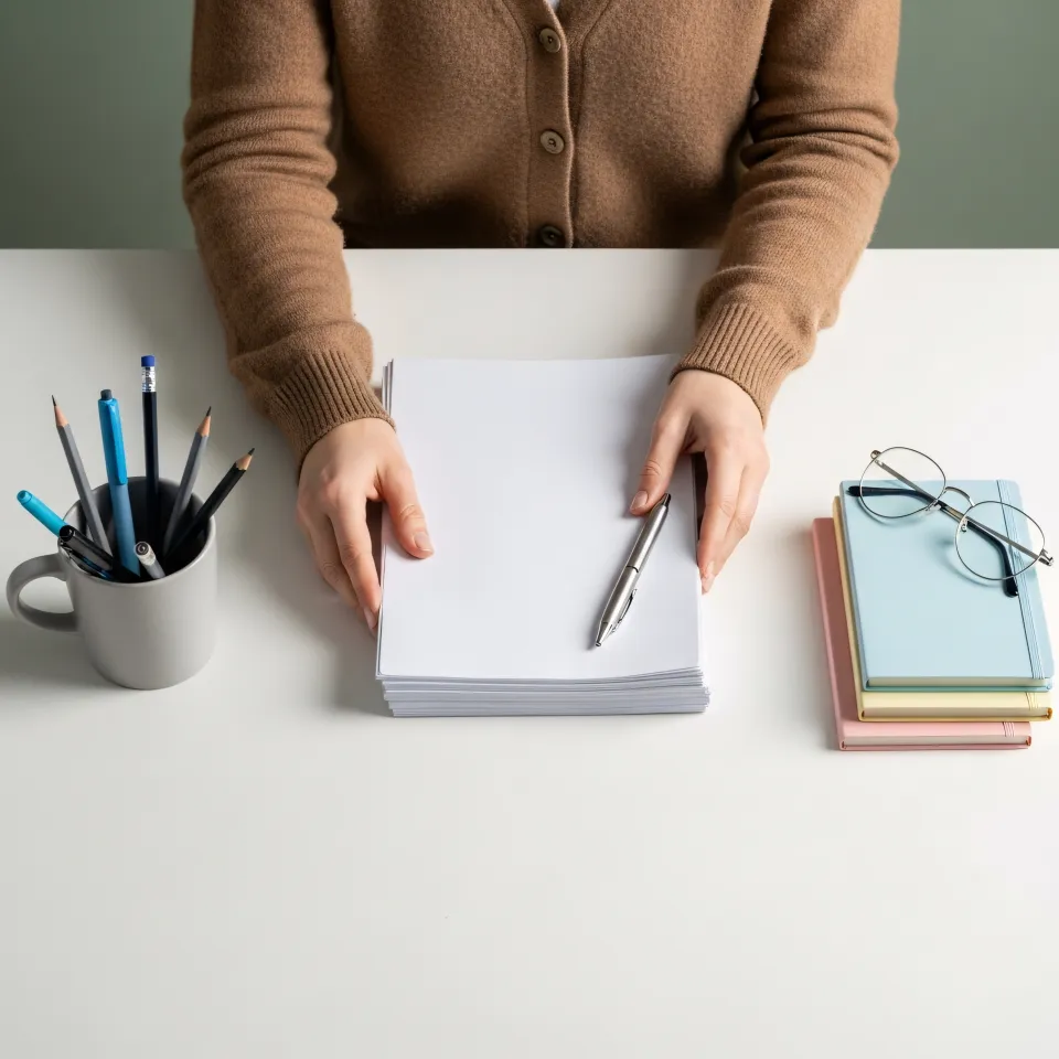 Arbeitsplatz mit Zielübersichten und Checklisten